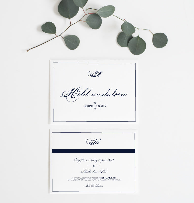 Save the Date kort - Sophisticated Blue