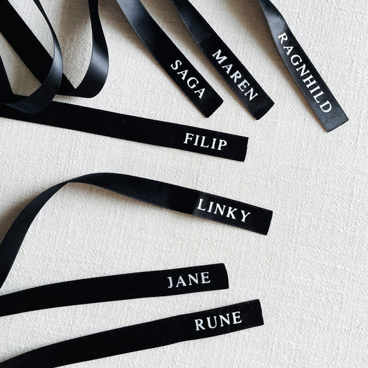 Sløyfebånd med navn