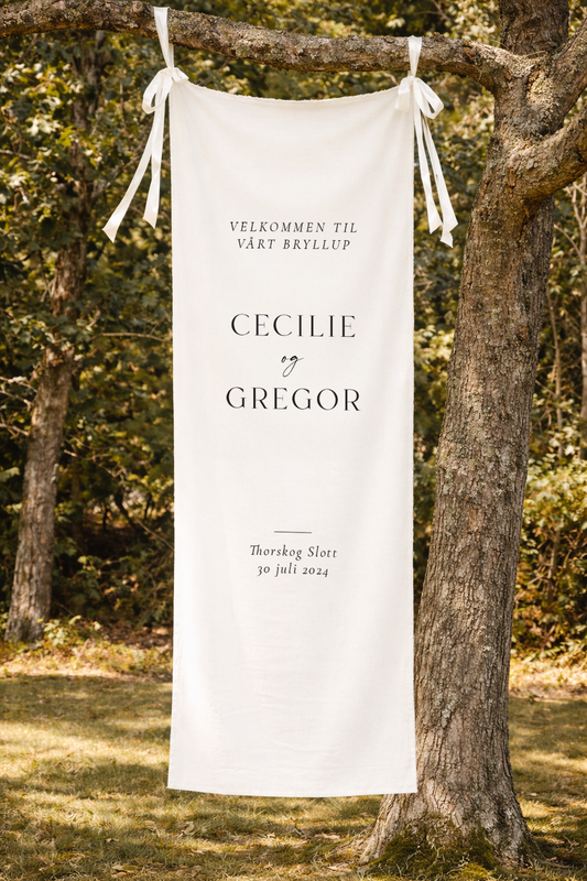 Velkomstskilt i stoff