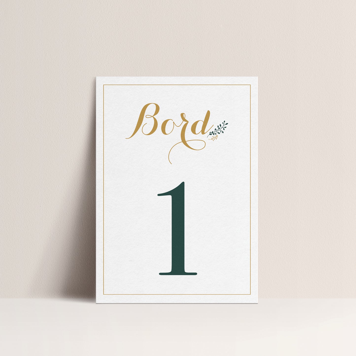 Bordnummer - Gull/Grønn