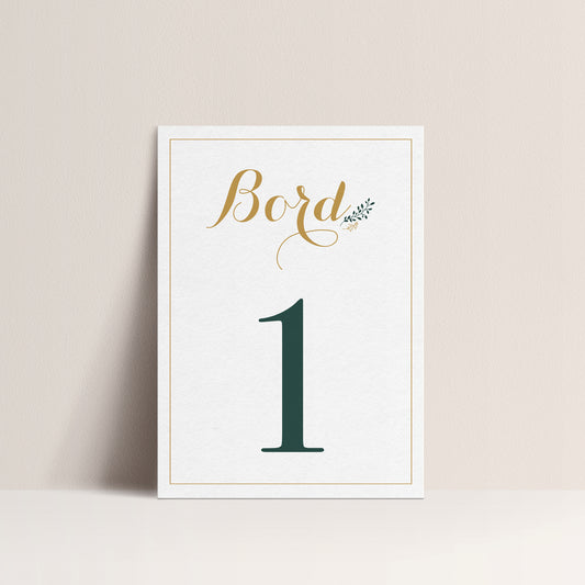 Bordnummer - Gull/Grønn